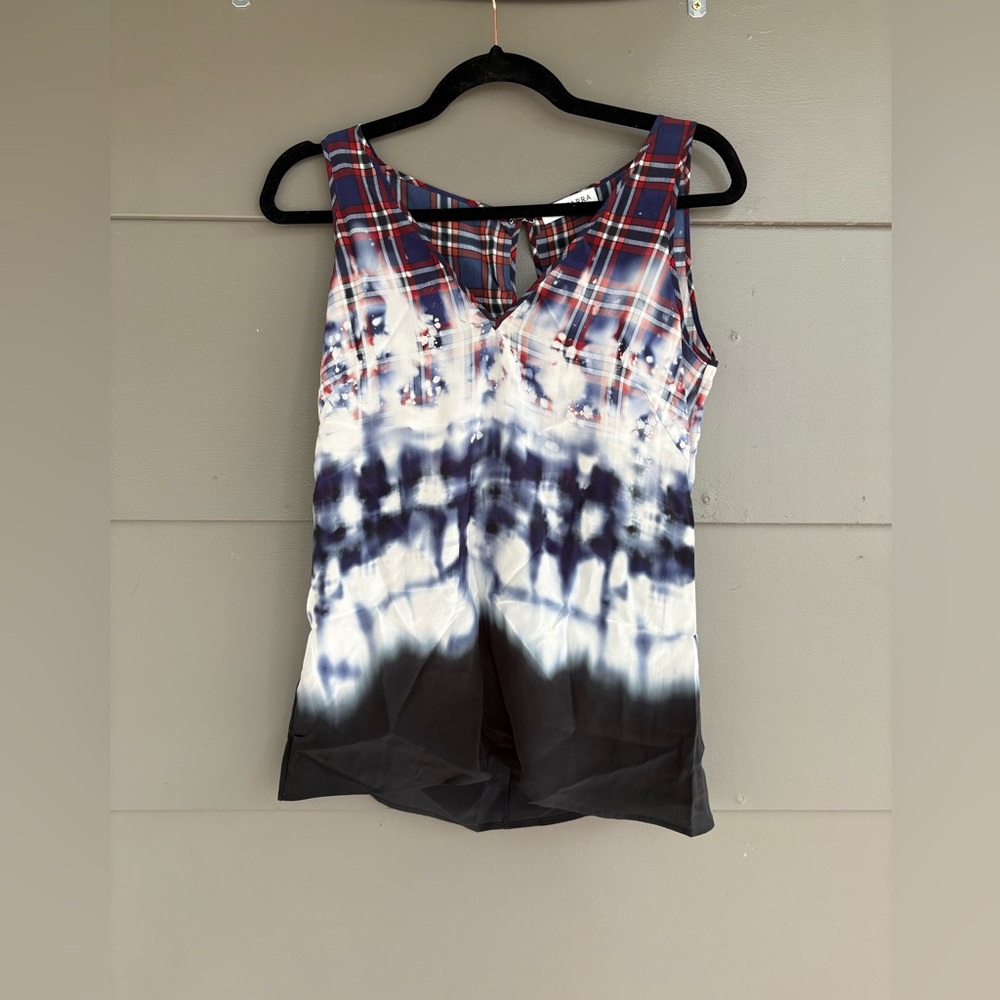 Altuzarra Silk Plaid and Tie Dye Tank Top